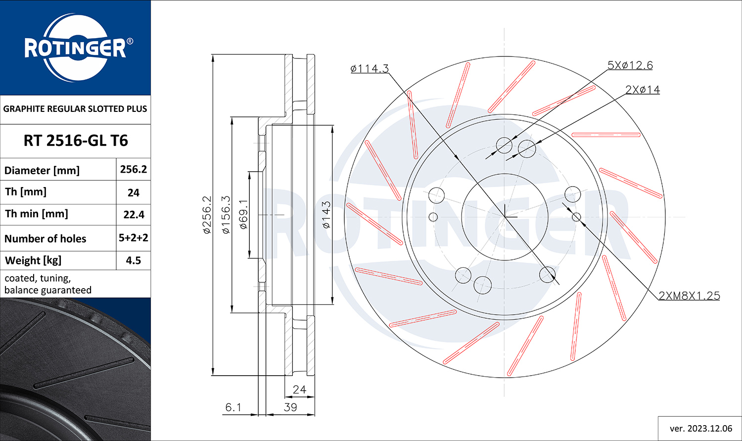 ROTINGER Féktárcsa, mind RT2516-GLT6_ROT